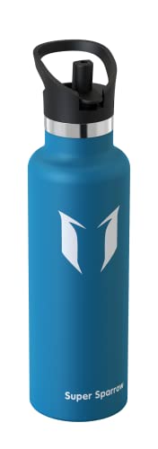 Super Sparrow Botella Agua Acero Inoxidable 18/10 - Botella Termica Ultraligera con Tapa de Paja - 500ml - Termo Sin BPA, Botella Agua Niños, para Deporte, Viaje, Escuela, Exterior, Oficina, Hogar