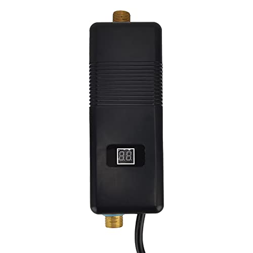 FOKH Calentador De Agua Eléctrico Sin Tanque, Calentador De Agua Eléctrico Residencial De Calentamiento Rápido De 3500 W con Pantalla Digital, Calentador De Agua Instantáneo Compacto (Negro)(EU)