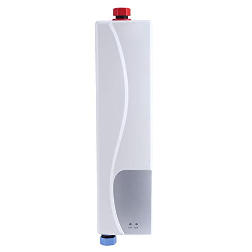 Calentador de agua eléctrico, Calentador de agua instantáneo, 220V 3000W Enchufe de la UE Mini Calentador de agua eléctrico instantáneo sin tanque Baño Cocina Lavado Blanco/Rojo(blanco)