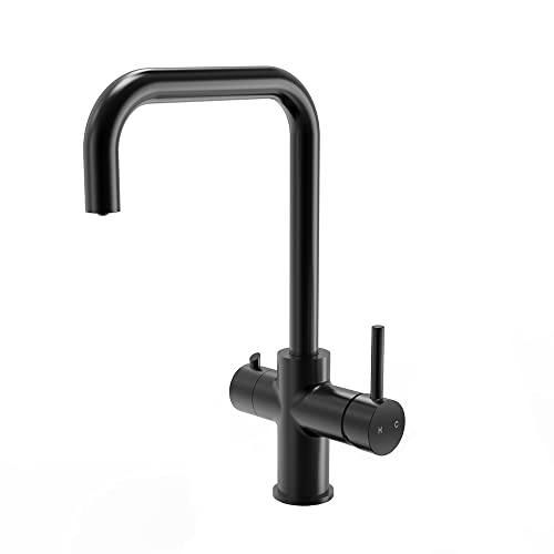 Excel Home,Grifo de cocina de agua hirviendo filtrada instantánea 3 en 1,negro mate,grifo, caldera de 2.4 L y juego de filtro, bebidas calientes instantáneas,(negro mate)