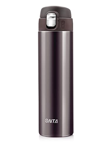 ONTA Termo Tazas, Botella de Agua Deportiva de Vacío Aislada, 17OZ/500ML Mantiene Frío 20 Horas, Caliente 12 Horas Botella de Agua de Acero Inoxidable y Termo a Prueba de Fugas Taza de Café de Viaje