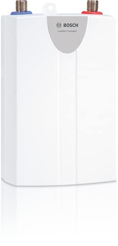 Bosch Thermotechnik Calentador de agua hidráulico pequeño Tronic Comfort Compact 3,5 kW, listo para enchufar, sin presión y resistente a la presión, color blanco y gris, 250 x 144 x 100 mm