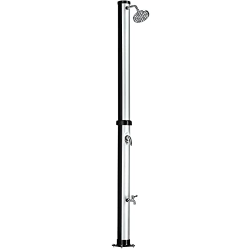 TecTake 801017 Ducha Solar 20 l para jardín, Ducha Solar de terraza, Ducha para Piscina o Camping con energía Solar (Negro/Plata)