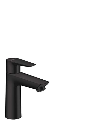 hansgrohe Talis E Grifo monomando de lavabo 110 con vaciador automático, negro mate, 71710670