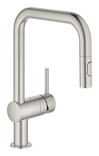 GROHE Minta Quickfix - Grifo de fregadero extraíble, caño en U, acero, ref. 32322DC2