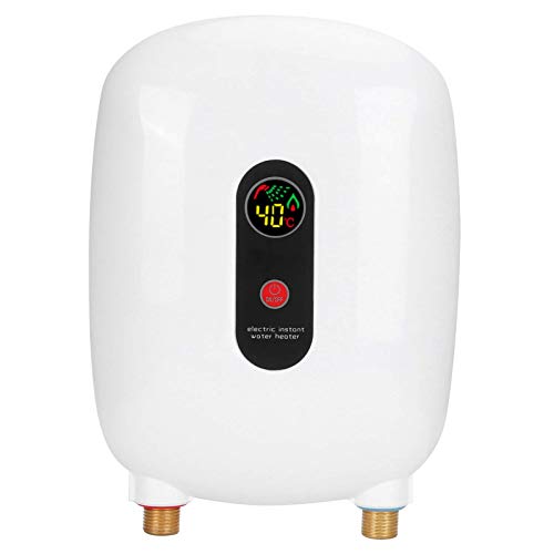 Kudoo Calentador de Agua sin Tanque, Calentador de Agua Eléctrico Instantáneo con Pantalla LCD, Termo Electrico Caliente para Ducha Baño, Calentamiento Rápido 3S, Protección Múltiple(220V)