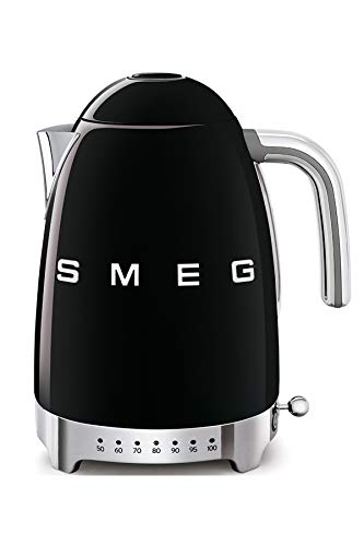 SMEG Calentador de Agua electrico, hervidor KLF04BLEU, 2400 W, 1.7 litros, De plástico, Acero Inoxidable, Negro