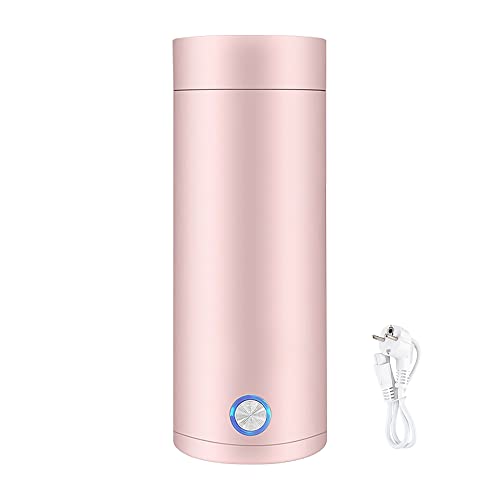 Jooheli Hervidor Agua Electrico, Calentador de Agua de 400ML, 3 en 1 Hervidor de Agua Pequeño y Mini Termo, Hervidor Eléctrico Portátil para Té, Leche, Café, 5 Minutos de Ebullición Rápida (Rosado)