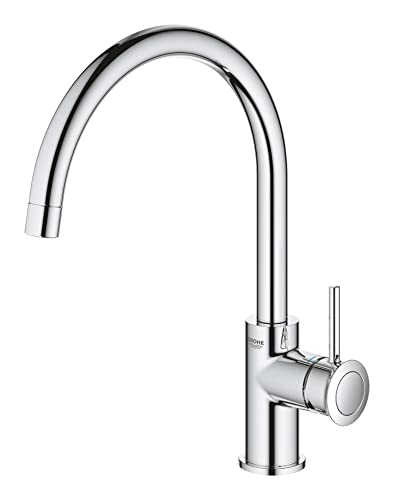 GROHE Start Classic Quickfix, Grifo de cocina (caño alto, forma en C, menor consumo de agua, sistema de instalación rápida), cromo, 31553001