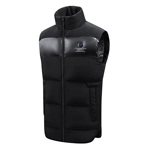 Calentador De Gas Estanco Chaleco térmico Informal para Hombre, Chaqueta Gruesa, Chaleco Calefactor, Chaleco cálido de Invierno Caldera De Pellets (Black, XL)
