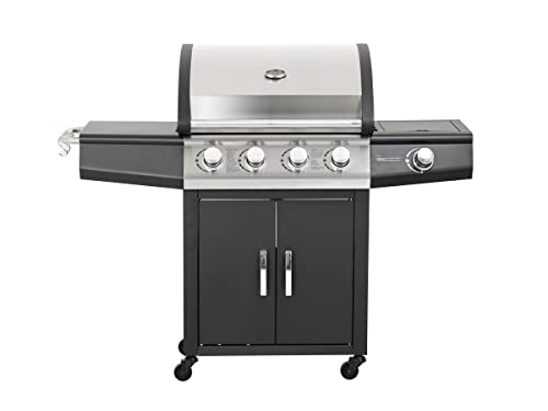 Venta-unica - Barbacoa de gas con 4 quemadores y 1 calentador lateral 143x54x115 cm - SMOKY