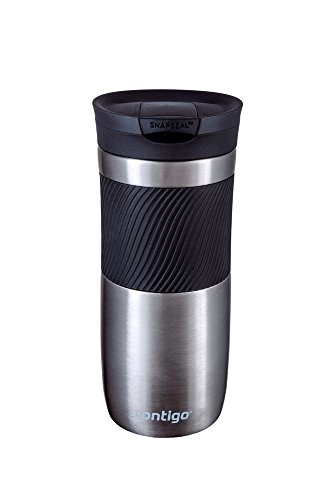 Contigo Vaso Termico Byron Snapseal, Termo Café, Taza de Viaje en acero inoxidable, Vaso Termo antigoteo, Copa con Tapa fácil de limpiar sin BPA, 470 ml, Plata(Steel)