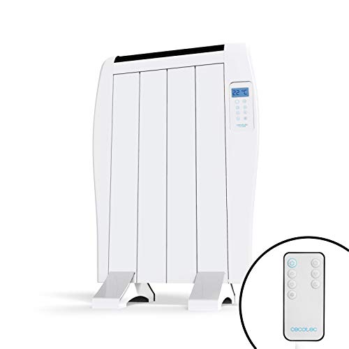 Cecotec Radiador Eléctrico Bajo Consumo Ready Warm 800 Thermal. 4 Elementos, 600 W, De pared o pie, 3 Modos, Temporizador, Mando a Distancia, Pantalla LED, Blanco