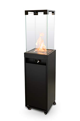 Planika - Faro - Chimenea de Jardín de Exterior de Terraza Chimenea de Balcón de Gas - Hasta 8 kW - Alimentado por GLP - Rodillos Incorporados - Autonomía 55 horas