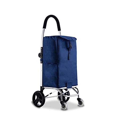 Carro Compra Carrito de compras jumbo plegable Portátil para comestibles Ligero escalera escalada Rolling Ruedas giratorias Bolsa extraíble Carro de Compra/ Carrito de Compra ( Color : 4 wheel B )