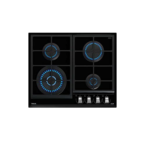 Teka | Placa Cristal Gas de 60 cm con función ExactFlame de gas butano | GZC 64320 XB | Negro | 9,8 x 60 x 51 cm