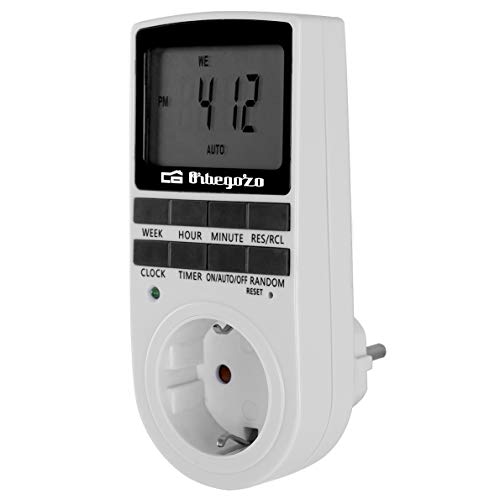 Orbegozo PG 25 - Programador digital semanal, 16 programas, flexibilidad uso 24/7, modos de funcionamiento: on/off/auto, batería incluida