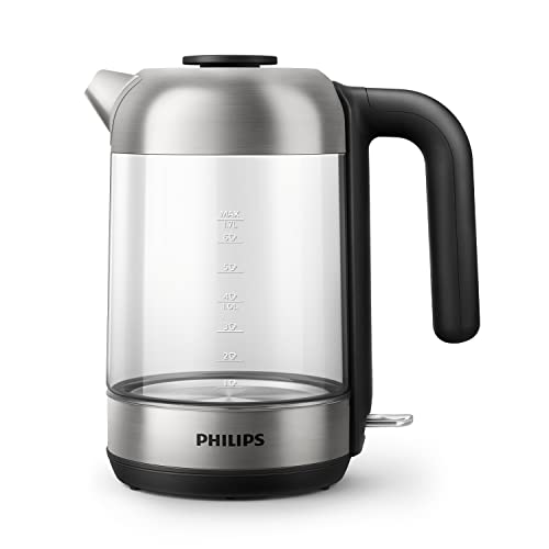 Philips Hervidor de Agua - 1.7L, Tapa con Resorte, Indicador Luminoso, Vidrio, Base con Giro (HD9339/80)