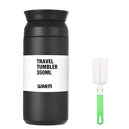 flintronic Taza de Viaje, Termo Taza 350ML Travel Mug, Frasco de VacíTazas de Café Viaje Termo Inoxidable, Térmica de Doble Pared, Térmica de Doble Pared, Aislado al Vacío, para Coche Oficina, Negro