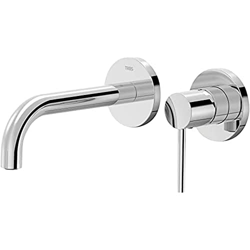 Grifo monomando empotrado para lavabo Cuerpo empotrado indivisible con amortiguadores acústicos. Junta antihumedad. Con maneta. Caño de 177 mm. - Cromo