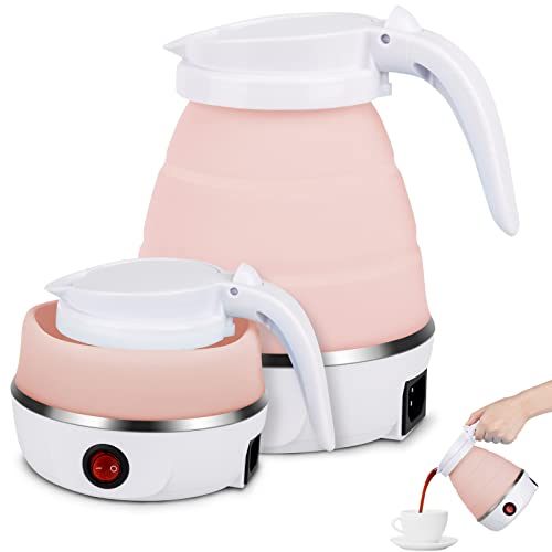 Jooheli Hervidor Eléctrico Plegable, 600ML Calentador de Agua Portatil, Hervidor Agua Electrico Pequeño, Hervidor de Agua Eléctrico de Silicona, Hervidor Eléctrico Plegable para Viajes Cámping