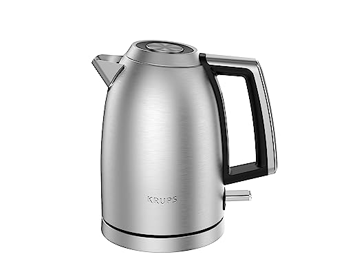 Krups Hervidor agua Excellence BW552D Hervidor de agua de 2400 W de potencia, acabado acero inoxidable cepillado, capacidad de 1,7 L, bebidas calientes, pico vertedor, abertura fácil, filtro extraíble