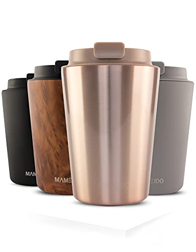 MAMEIDO Taza termica 350ml Rosé Quartz - Termo café para llevar acero inox sin BPA, Antigoteo, Vaso termico café y té, hermético para bebidas frías y calientes