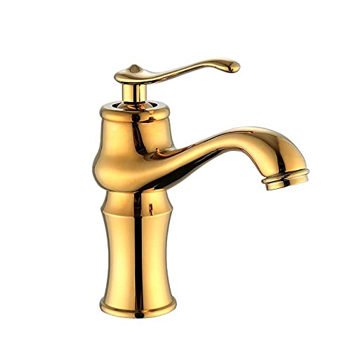 AAPOY Grifo De Lavabo Bonade Todo Cobre Dorado Lavabo Grifo Lavabo Doméstico Grifo De Agua Fría Y Caliente