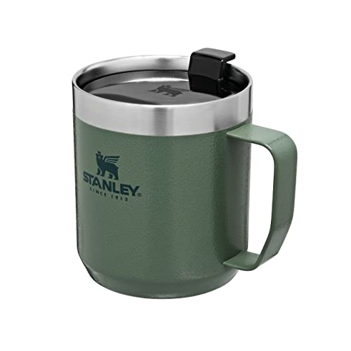 Stanley Classic Legendary Camp Mug Termo Café 0.35L / 12 OZ Hammertone Green – Aislamiento al Vacío de Doble Pared - Vaso Termico Café de Acero Inoxidable - Taza Café Sin BPA - Apta Para Lavavajillas