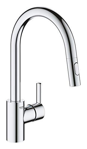 GROHE Feel Quickfix, Grifo de cocina (caño alto extraíble, forma en C, menor consumo de agua, sistema de instalación rápida), cromo, 31486001