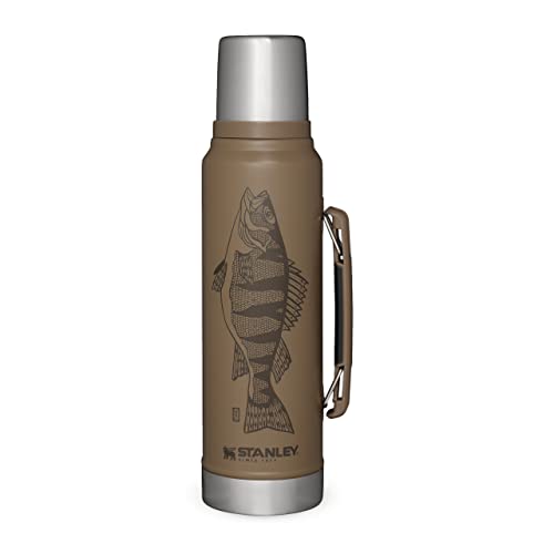 Stanley Classic Legendary Botella Termica 1 Litro Tan Peter Perch , Termo Cafe , Cantimplora Acero Inoxidable , Sin BPA , Mantiene Frío o Calor 24 Horas , Apto Para Lavavajillas