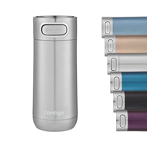 Contigo Luxe Autoseal taza térmica de viaje, taza de café de acero inoxidable, termo, vaso hermético, apto para lavavajillas, taza con tapa sin BPA fácil de limpiar, Stainless Steel, 360 ml