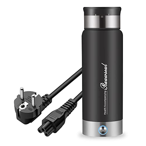 Hervidor de agua portátil de viaje al vacío, 300ml, taza eléctrica de doble capa de acero inoxidable, media de 4H caliente, taza aislante de 300W, un botón de inicio, apagado automático