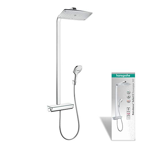 hansgrohe Raindance Select E Sistema de ducha 360 con termostato, 3 tipos de chorro, cromo, 27112000