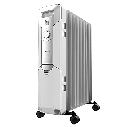 Cecotec Radiador Eléctrico de Aceite ReadyWarm 9000 Space. 9 Módulos, Bajo Consumo, 2000 W, 3 Niveles, Recogecables, Sistema de Seguridad, Ruedas, 20 m2