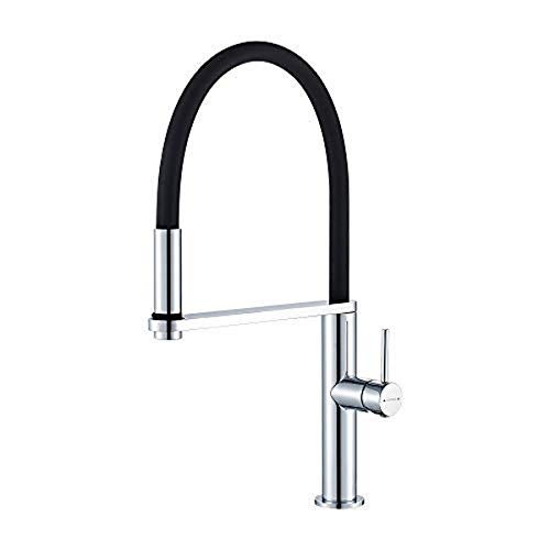 GRIFEMA G4006 - Lyon Grifo Profesional para cocina, Mezclador de fregadero flexible, Cromo, Negro [Exclusivo en Amazon]