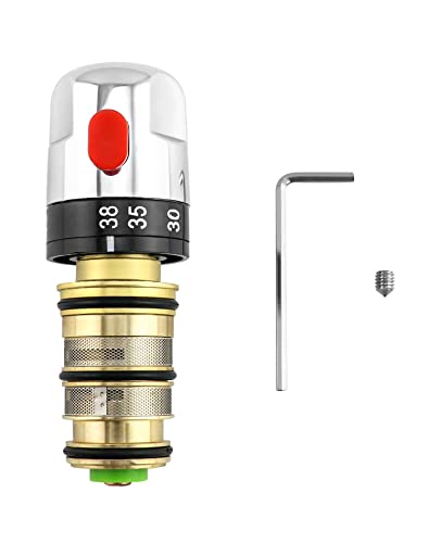 QWORK Cartucho termostatico, valvula termostatica de ducha, cartucho de válvula mezcladora de ducha de latón