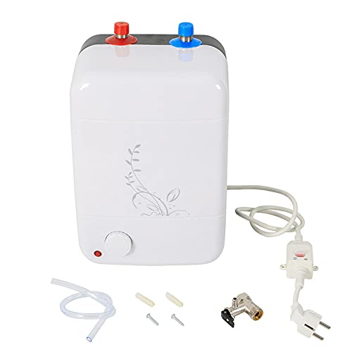 Futchoy Mini calentador de agua eléctrico instantáneo 1500 W calentador de agua de cocina resistente a la presión Caldera de agua caliente 8 L pequeño calentador de agua temperatura de agua ajustable