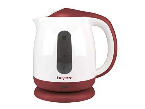 Beper P101BOL100 Hervidor eléctrico, apagado automático, 1.7 Litros, filtro antical extraíble, 2200w, Rojo