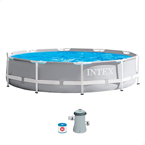 Intex 26702NP - Piscina desmontable redonda prism frame intex 305 x 76 cm con depuradora, Multicolor