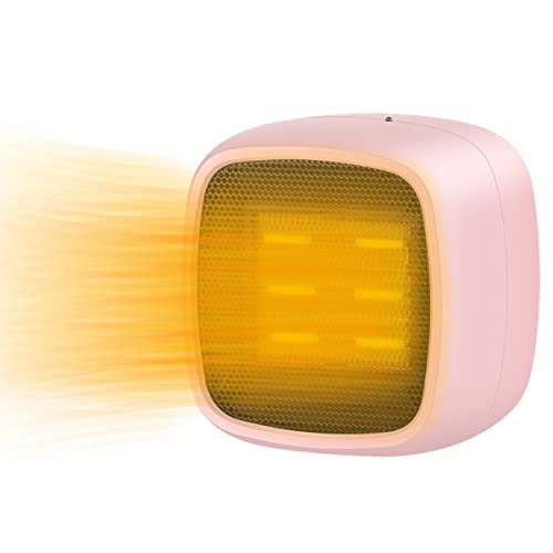 Calentador eléctrico bajo consumo-Mini calefactor bajo consumo dos niveles de potencia 450W-800W-Calefactor cerámico silencioso-Estufa eléctrica-Calentador de baño de tamaño reducido.(Color Rosa)
