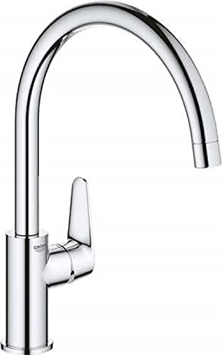 GROHE Get Quickfix, Grifo de cocina (caño alto extraíble, forma en C, menor consumo de agua, sistema de instalación rápida), cromo, 31484001