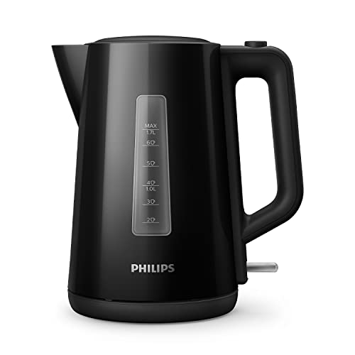 Philips Hervidor de Agua - 1.7L, Tapa con Resorte, Indicador Luminoso, Base con Giro, Negro (HD9318/20)