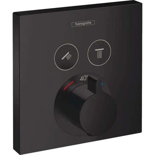 Hansgrohe ShowerSelect Termostato empotrado para 2 funciones (llaves de paso), negro mate, 15763670