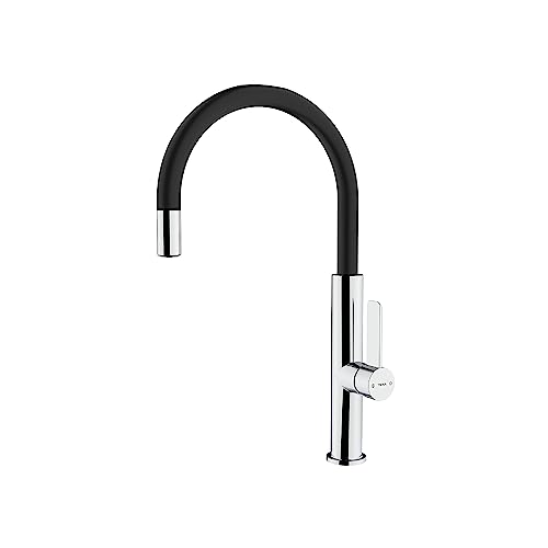 Teka FOT 995 - Grifo de Cocina Monomando, Caño Giratorio, Aireador Anticalcáreo Integrado, Temperatura Precisa, Sistema de Fijación Easy-Quick, Color Cromo Negro