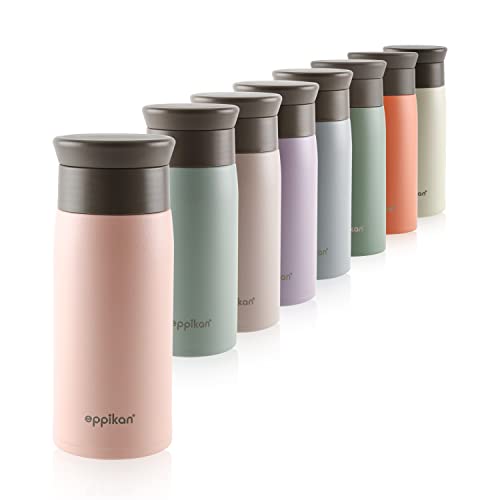 eppikan® EppiToGo Termo de Acero Inoxidable, taza aislada, Travel Mug, Coffee-to-go, Taza para Coche, 350 ml, 500 ml, taza de viaje, antigoteo con Apertura de 360º higiénica (Powder Pink, 350 ml)