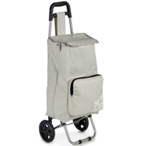 Carro De La Compra con Bolsa Térmica Color Blanco, 2 Ruedas Resistentes, Soporte Metálico. Gran Capadidad con 43 litros De Capacidad de Almacenamiento. Muy cómodo y práctico Carrito de la Compra