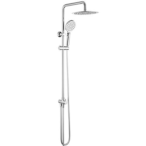 GRIFEMA G7005 Porto - Columna ducha sin grifo, sistema de ducha con alcachofa, rociador 25 x 25 cm, manguera y soporte, Cromo [Exclusivo en Amazon]