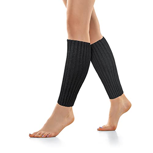 Allinside Calentadores de Piernas para Mujeres, Calcetines de Rodilla de Punto para Invierno, Calentador de Piernas Suave Imprescindible de 40CM para Invierno, Negro