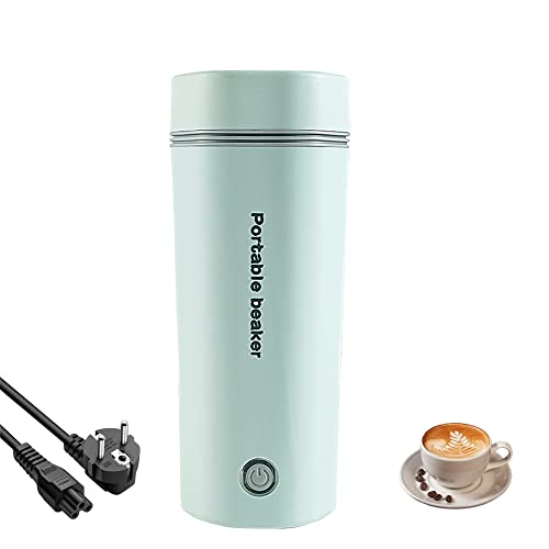 HIULLEN Hervidor de Viaje,400ml Hervidor Eléctrico Portátil, Mini Taza de Agua Eléctrica con Cable de Energía, 5 minutos de cocción rápida,Apagado Automático, para Hacer Leche, Café y Té, Verde